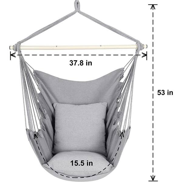 Hammock Chair Hanging Rope Swing, Maximum 500 lbs. 2-Seat