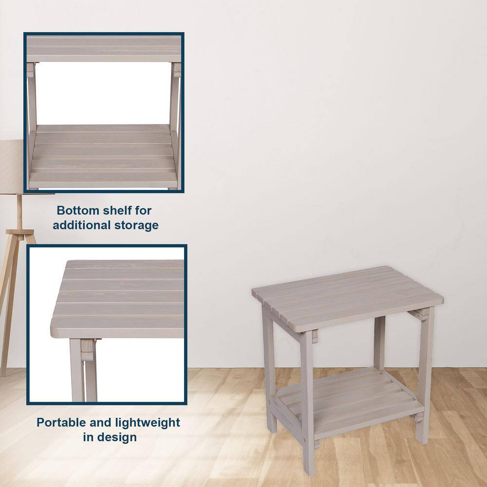 Gray Cedar Wood Rectangular Indoor/Outdoor Side Table