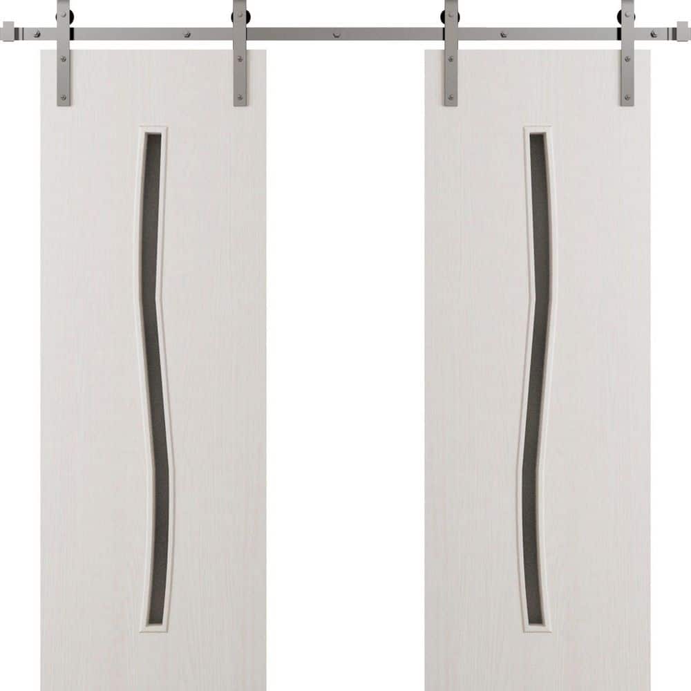3012 60 in. x 96 in. Solid Core Ash Franko Color Wood Sliding Barn Door with Hardware Kit price history on PriceWatchPro