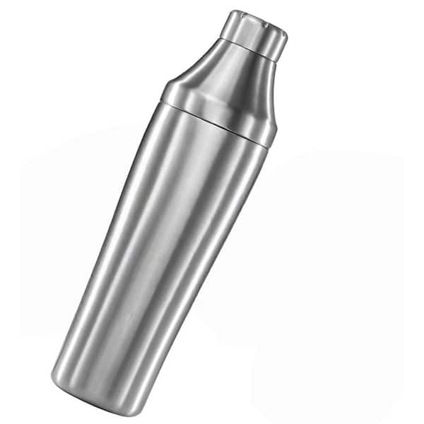 24 oz. Silver Stainless Steel Cocktail Shaker, Insulated Double Wall Keep Drink Chilled, Leakproof and Built-in Strainer