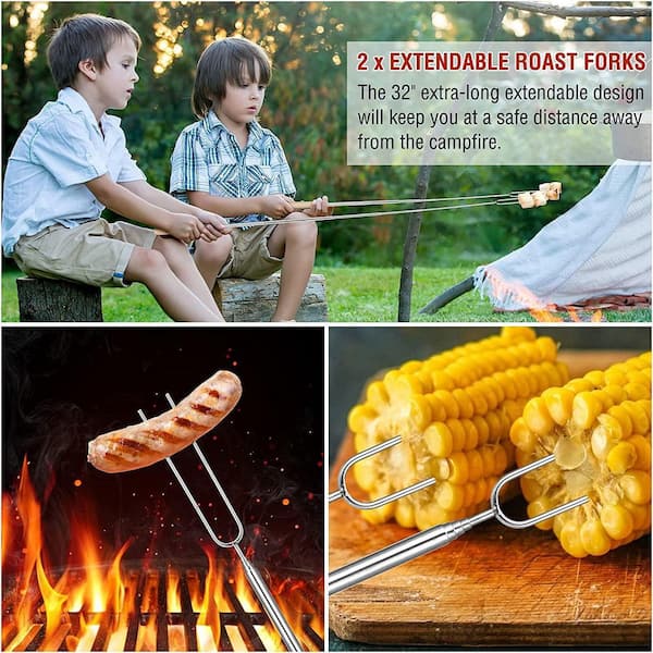 IMAGE Wooded BBQ Accessories Grilling Tools,Stainless Steel BBQ Tools Grill  Tools Set for Cooking, Backyard Barbecue & Outdoor Camping Gift for Man