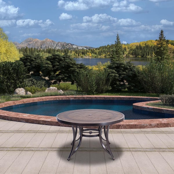 Clihome 48 in. Round CFT Top Dining Table Outdoor Bistro Clihome 48 in. Round CFT Top Dining Table Outdoor Bistro