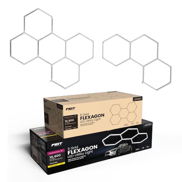 2.5 ft. Integrated LED 8-Grid Flexagon White Strip Light Fixture 4000K Combo