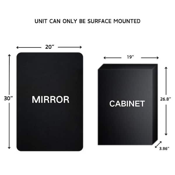 TEHOME Eldee 20 in. W x 30 in. H Surface Mount Rectangular Metal Framed Bathroom Medicine Cabinet with Mirror in Matt Black