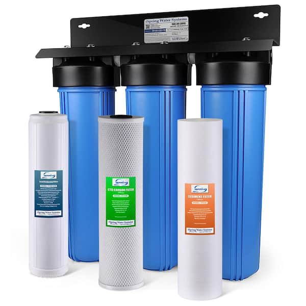 ISPRING 3-Stage Whole House Water Filtration System with Sediment, Carbon  and Lead Reducing Whole House Water Filters WGB32B-PB - The Home Depot