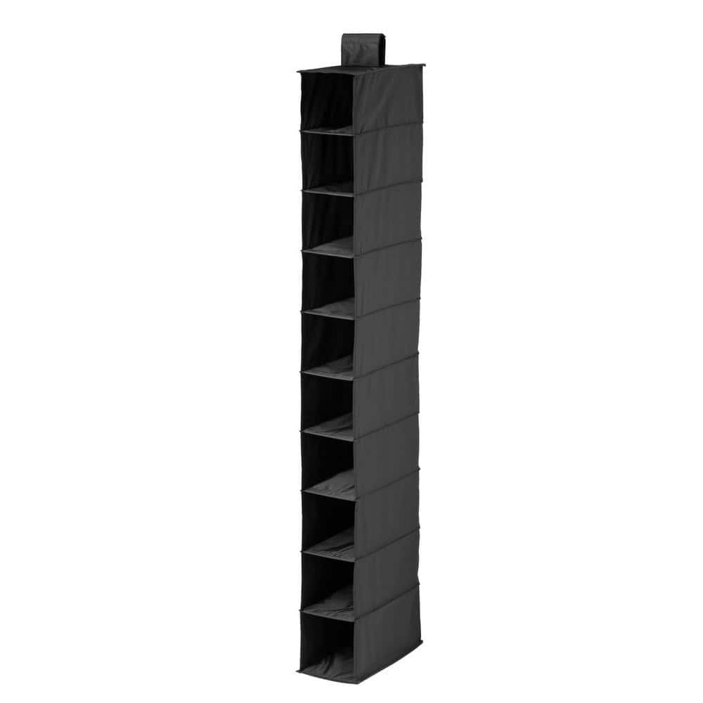 54.6 in. H 10-Pair Black Polyester Hanging Shoe Organizer