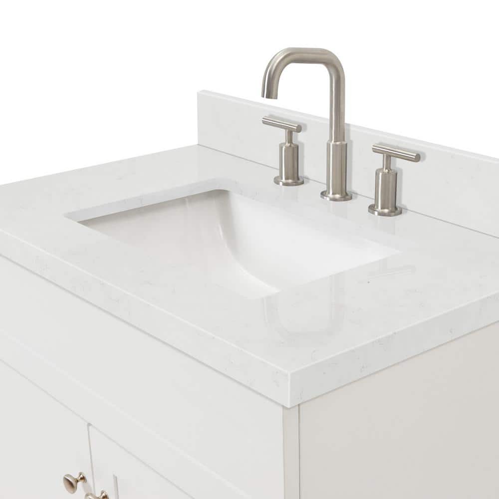 Hamlet 30" White Wood Freestanding Vanity with Quartz Top