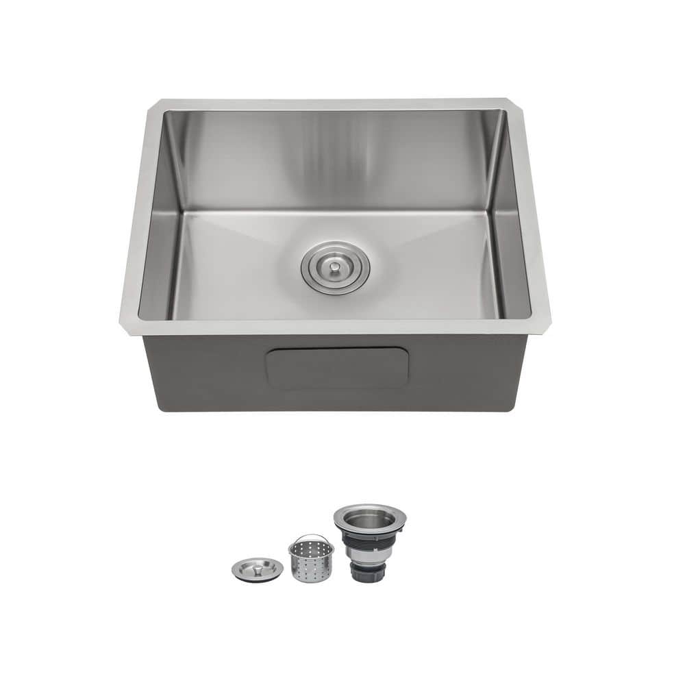 21 in. Undermount Single Bowl 16-Gauge Brushed Nickel Stainless Steel Kitchen Sink with Drain Assembly price history on PriceWatchPro
