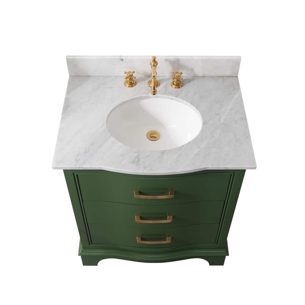 Evergreen Solid Wood Freestanding Vanity with Marble Top