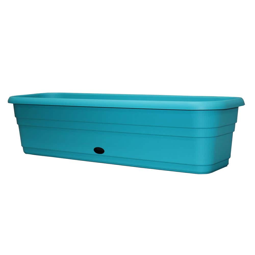 Southern Patio 23.75 in. x 7.75 in. Aqua Light Plastic Window Box JS