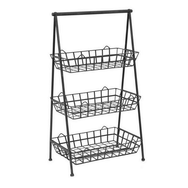 THREE HANDS 19.5 in. W x 13 in. D Storage Rack in Brown