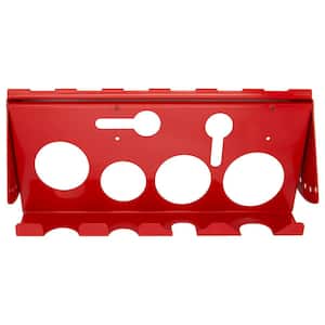 13.25 in. W x 6.4 in. D x 5.25 in. H Removable, Adjustable Steel Power Tool Rack Accessory, Red