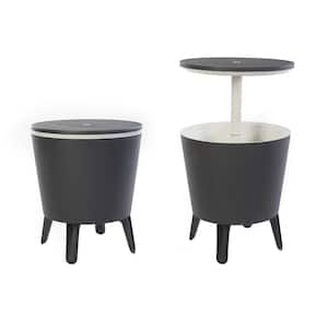 Cool Bar Gray Resin Outdoor Accent Table and Cooler in One