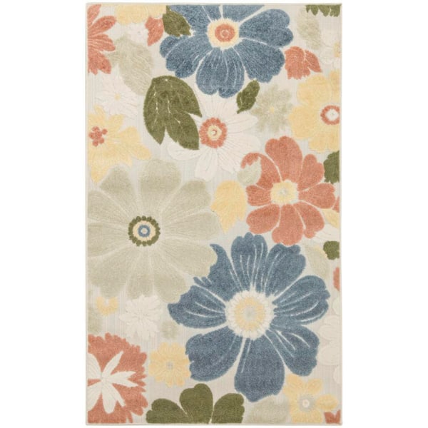 Aloha Multicolor 3 ft. x 4 ft. Floral Contemporary Area Rug