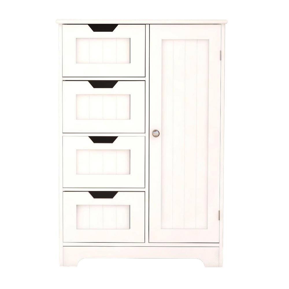22.5 in. W. x 11.81 in. D x 32.68 in. H White Wood Linen Cabinet with 4 Dra