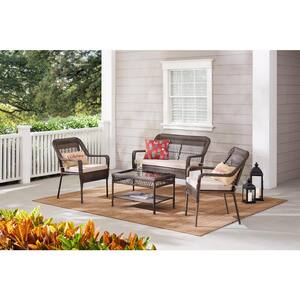 Mix and Match Outdoor Patio Loveseat with Putty Tan Cushions