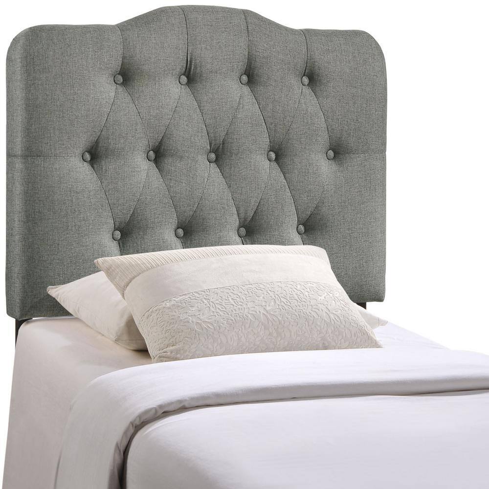 Gray Tufted Linen Upholstered Twin Headboard