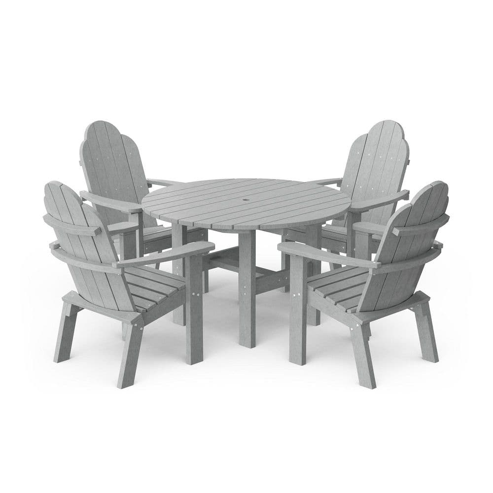 Classic Light Gray 5-Piece HDPE Plastic Outdoor Patio Dining Set with Deck Chairs price history on PriceWatchPro