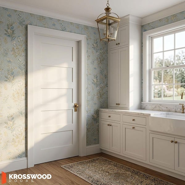 30in. x80in. Shaker 5-Panel Left-Hand Primed Solid Core MDF Wood Assembly Required Interior Door Kit w/QuickAssembleJamb