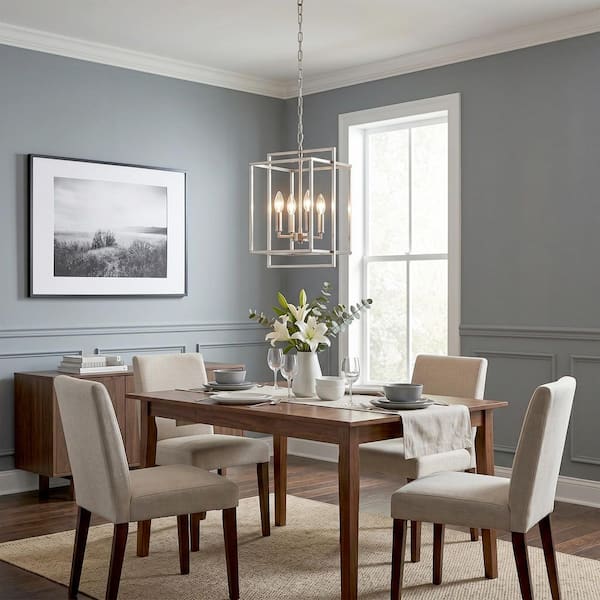 HLJYNJM 4 Light Brushed Nickel Lantern Chandelier Modern Farmhouse