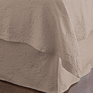 Putnam Matelasse 14 in. Dune Cotton Twin Bed Skirt