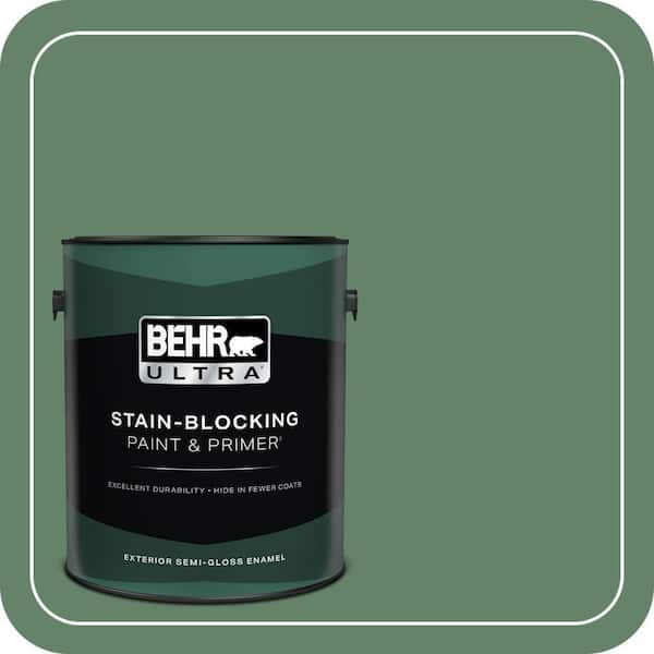 BEHR ULTRA 1 gal. #BIC-55 Garden Greenery Semi-Gloss Enamel Exterior Paint & Primer
