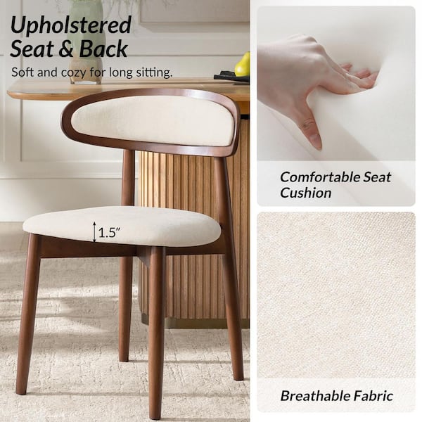 JAYDEN CREATION Daniel Beige Polyester Upholstered Dining Chair
