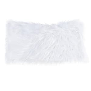 White 24 in. W x 24 in. L Faux Fur Square Shag Throw Pillow 507961GYH - The  Home Depot