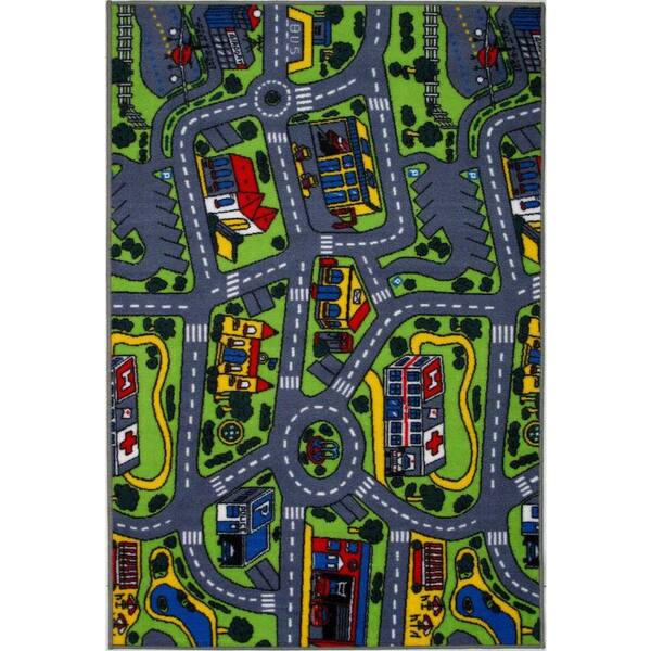 LA Rug Fun Time Driving Time Multi Colored 5 ft. 3 in. x 7 ft. 6 in. Area Rug-DISCONTINUED