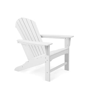 Curveback White Plastic Resin Outdoor Patio Adirondack Chair