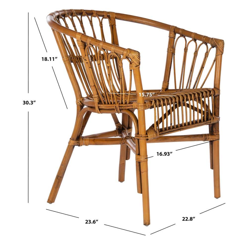 Honey Brown Wash Rattan Accent Chair Set, Sustainably Sourced