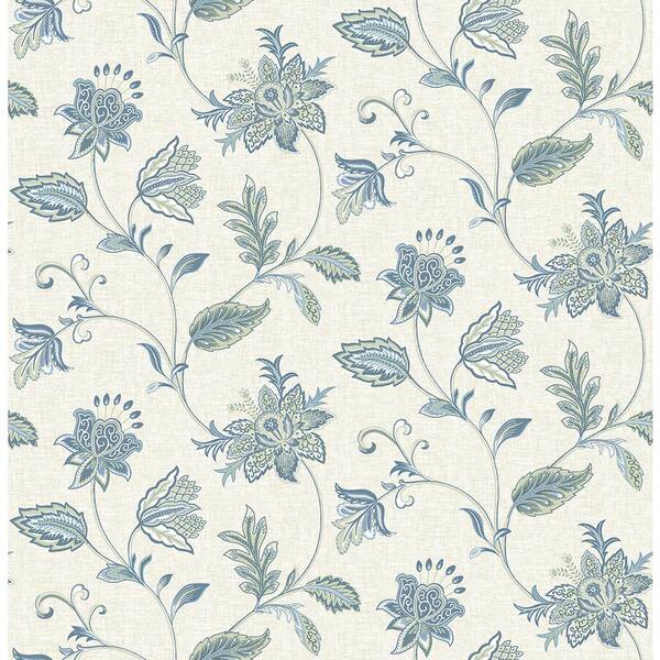 A-Street Prints Georgette Denim Jacobean Denim Wallpaper Sample