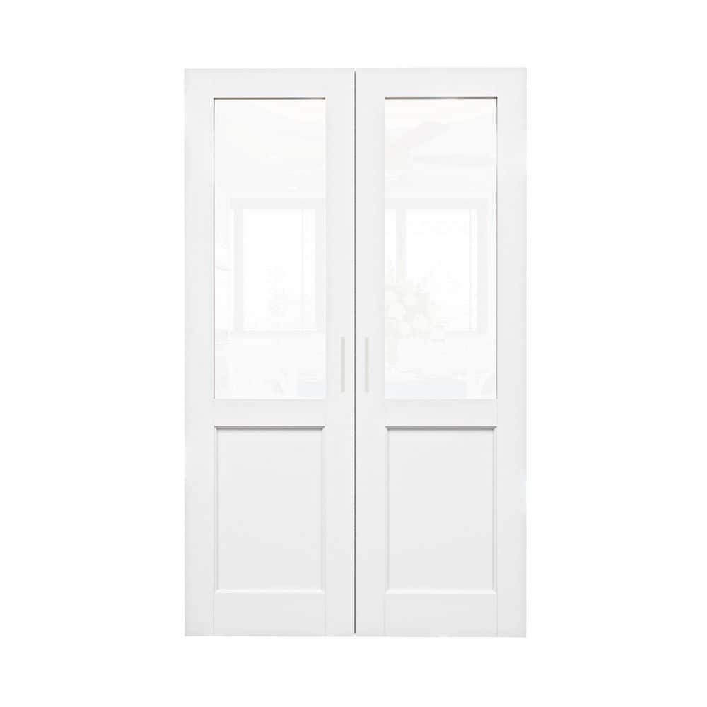 ARK DESIGN 48 in. x 80 in. 1/2 Lite CLear Glass White Solid Core French ...