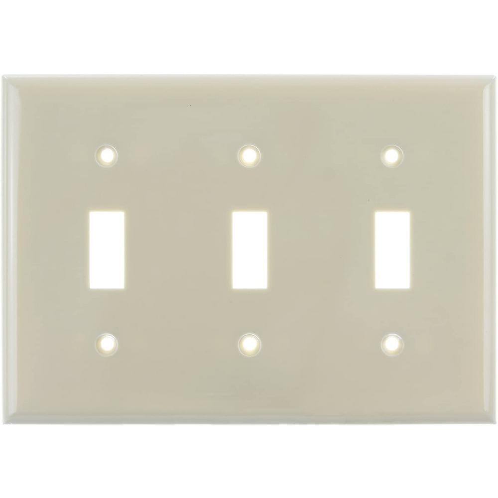 Ivory 3-Gang Traditional Plastic Toggle Switch Plate