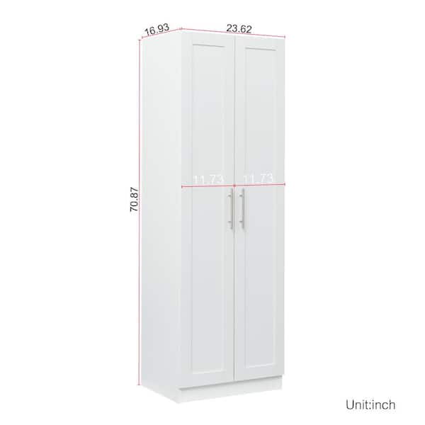 70.87 Tall Wardrobe & Kitchen Cabinet, Freestanding Storage Cabinets with  2 Doors and 3 Partitions Modern Wardrobe Armoire Closet with 4 Storage