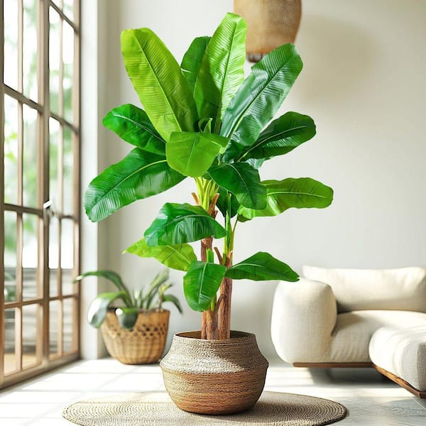 Afoxsos 8 in. Artificial Green Indoor/Outdoor Banana Tree Tall
