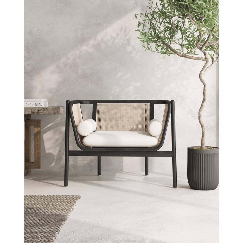 living room black cane armchair