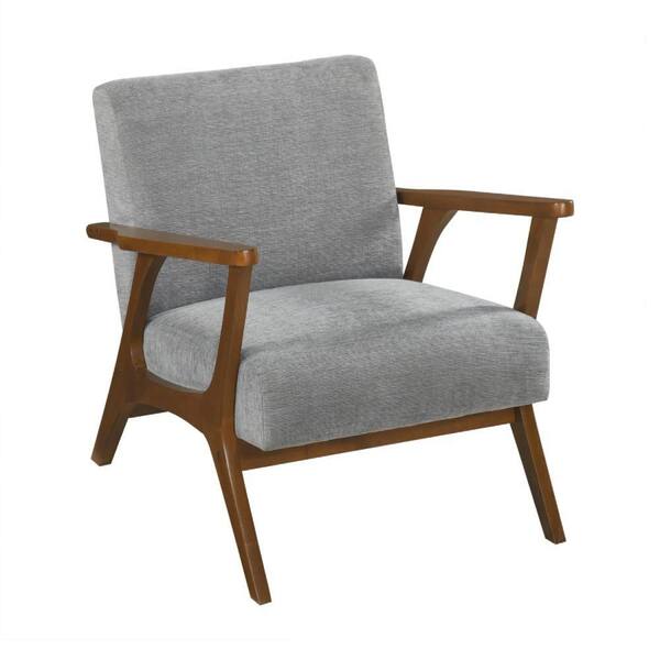 Benjara Ary Gray, Chestnut Brown Fabric Arm Chair with Grey