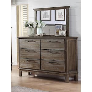 New Classic Furniture Cagney Wood Vintage 6-Drawer 65 in. Dresser with Mirror