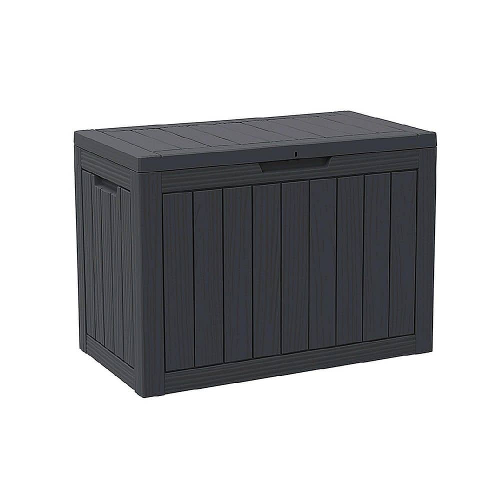 50 Gal. Medium Black Resin Deck Box 350 lbs. Lid Lockable Weather Resistant Patio Pool Garden Storage Chest price history on PriceWatchPro