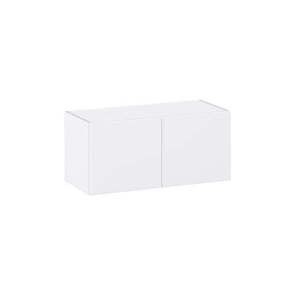 J COLLECTION Timberline 33 in. W x 14 in. D x 15 in. H Assembled Slab Wall Bridge Kitchen Cabinet in Bright White