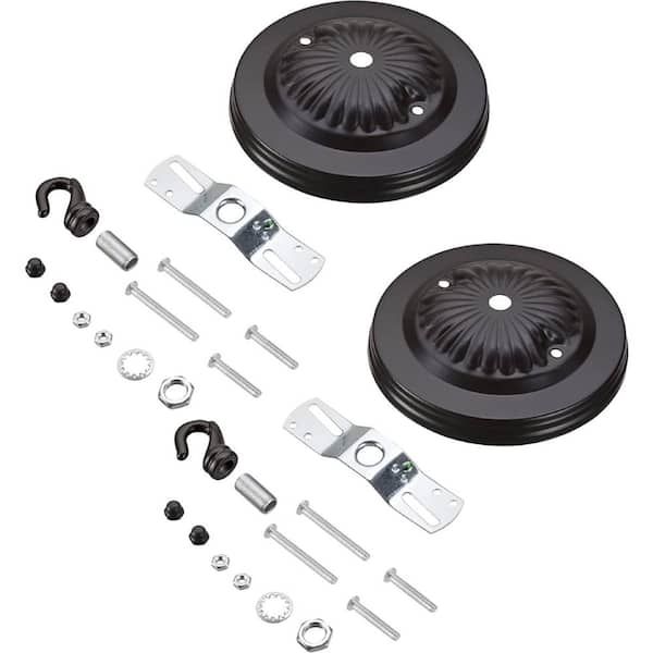 5 in. Dia with Hook and 7/16 in. Center Hole Oil Rubbed Bronze Finish Chandelier Fixture Canopy Kit (2-Pack)