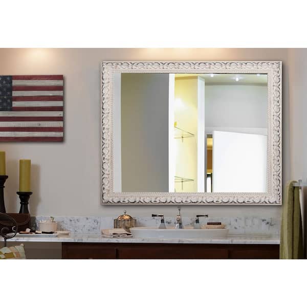 French 31 In W X 43 H Framed, White Victorian Mirror Bathroom