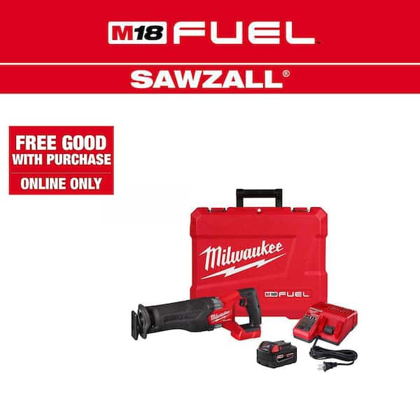 Milwaukee M18 FUEL 18V Lithium-Ion Brushless Cordless SAWZALL Reciprocating Saw Kit W/one 5.0 Ah Batteries, Charger and Case