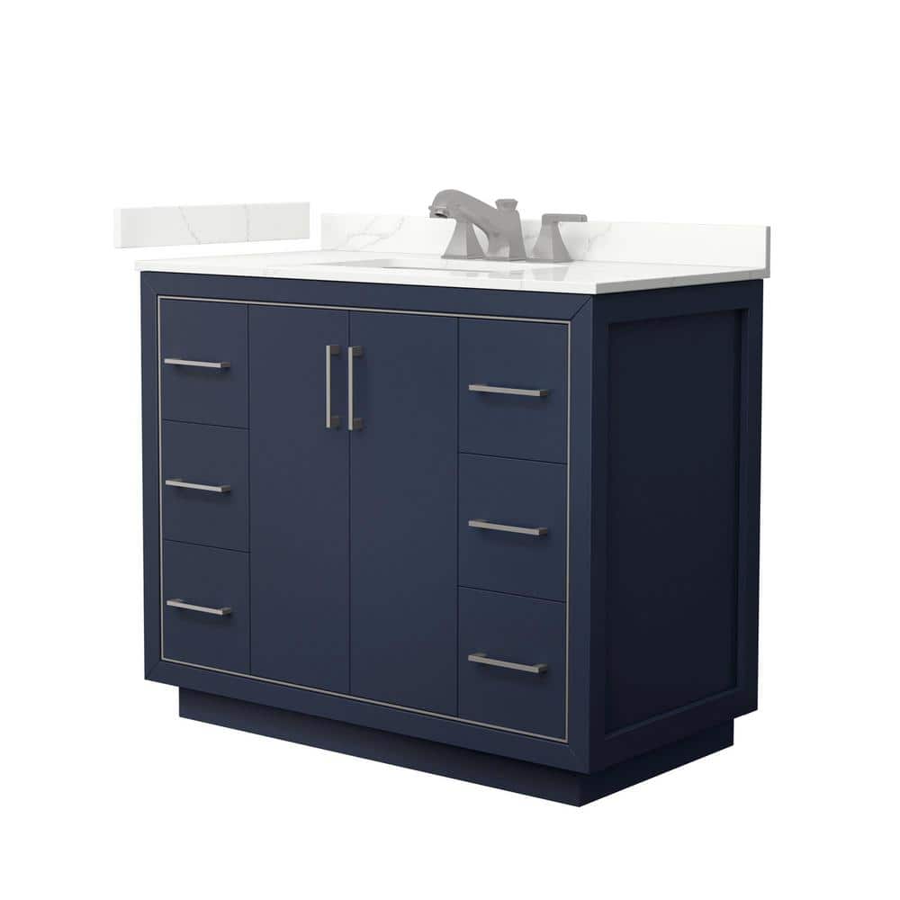 Icon 42 in. W x 22 in. D x 35 in. H Single Bath Vanity in Dark Blue with Giotto qt Top price history on PriceWatchPro