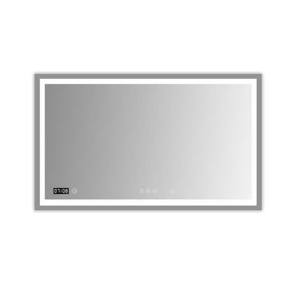 Cesicia 60 in. W x 36 in. H Rectangular Silver Frameless Wall Mount Bathroom Vanity Mirror with Dimmable LED Anti-Fog