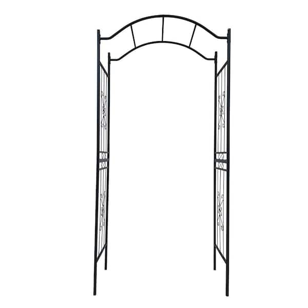 90 in. x 43.2 in. Metal Black Garden Arbor Trellis
