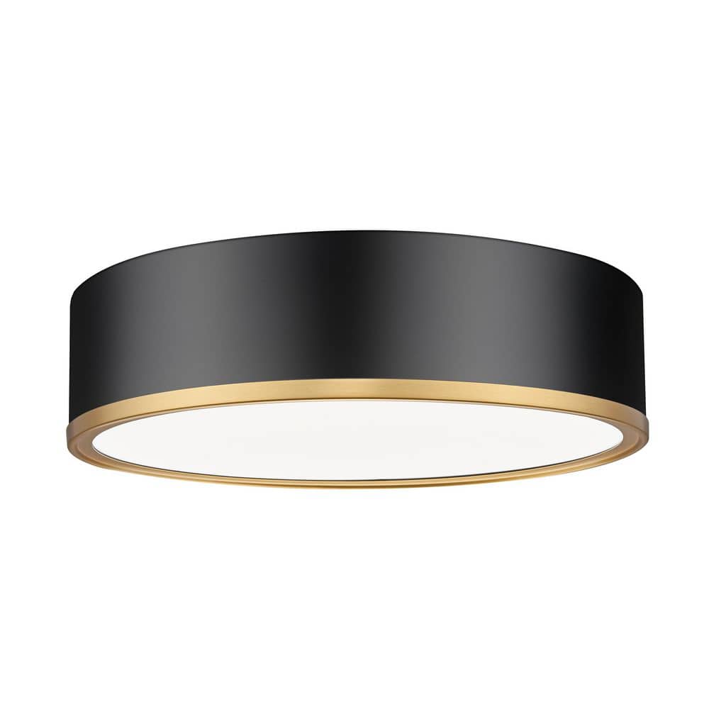 Bradley 16 in. Matte Black + Modern Gold Integrated LED 1 Light Flush Mount