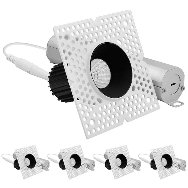 1 in. Integrated LED Trimless Recessed Light with Black Trim, 10-Watt, 850LM, 5CCT, Dimmable, CRI90, White, Black 4-Pack