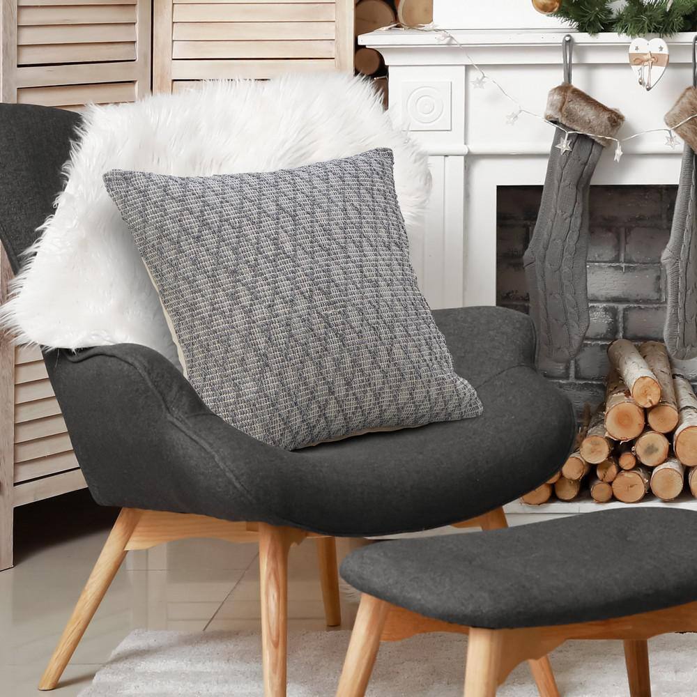 Modern Traditional Diamond Geometric 20" Square Throw Pillow - Gray